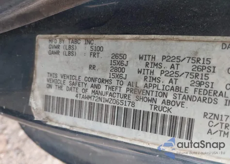 1998 Toyota Tacoma z USA, uszkodzony, nr VIN 4TAWM72N1WZ065178